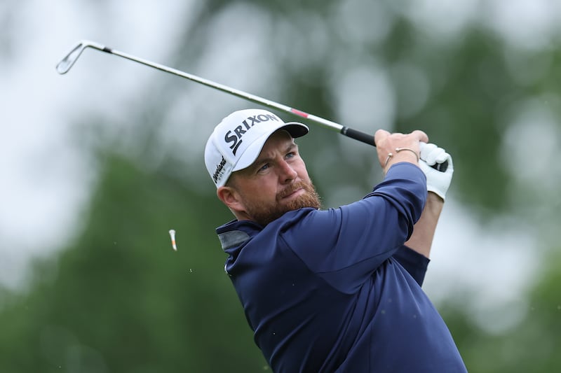 Shane Lowry of Ireland plays his shot from the 12th tee during the Golden Bear Pro Am before the Memorial Tournament. Photograph: Michael Reaves/Getty