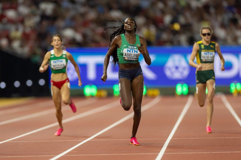Ireland’s Rhasidat Adeleke finished second in her 400m semi-final at the World Championships on Monday. Photograph: Morgan Treacy/Inpho