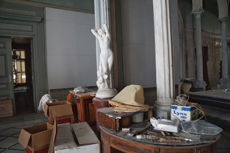 The statue is one of a pair that were part of a series called ‘Une heure de la nuit’ at Sursock Palace, Beirut. Photograph: Hannah McCarthy