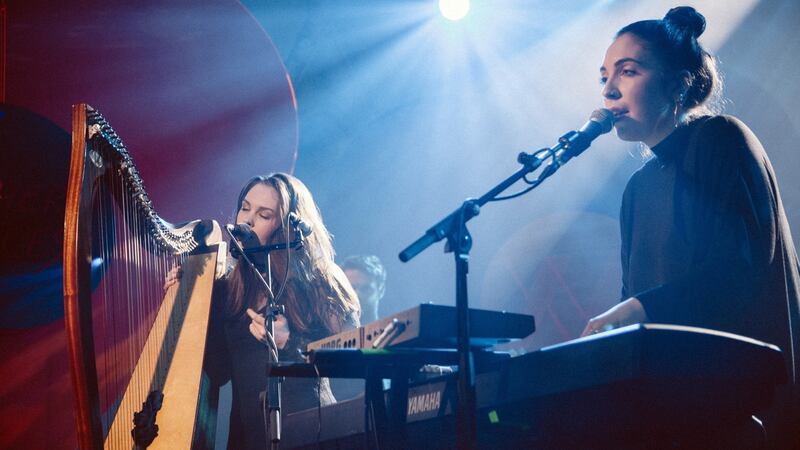 Saint Sister duo Gemma Doherty and Morgan MacIntyre on stage at Other Voices 2016 in Dingle, Co Kerry.  Photograph: Rich Gilligan