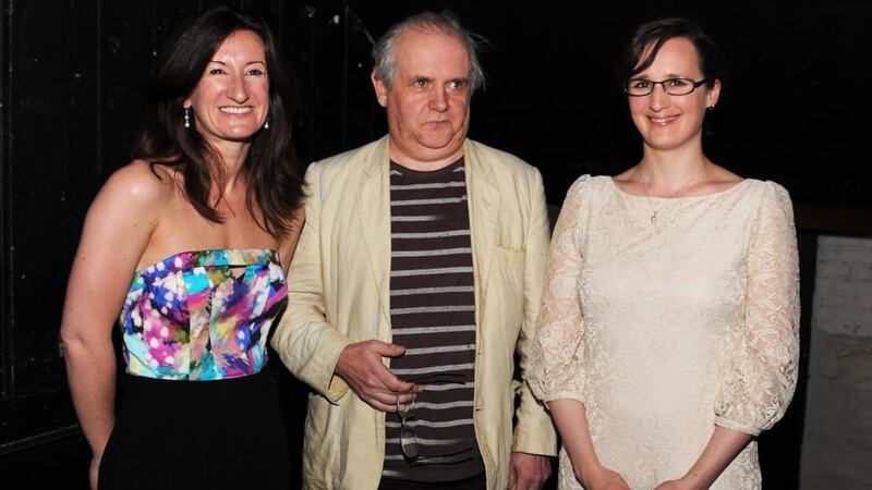 Sarah Davis-Goff and Lisa Coen of Tramp Press with Pat McCabe at the launch of Dubliners 100: Tramp and the James Joyce Centre have organised A Feast of Epiphanies,  relaxed evening events that give audience members the chance to sit down to high tea with  writers and discuss  the works of Joyce.   Davis-Goff says: “Nobody is on a podium around the dinner table. Anne Enright said in a recent interview that there’s no VIP room in the arts here. That’s such a wonderful way to phrase it; Ireland is a great place to try out an idea like this.”