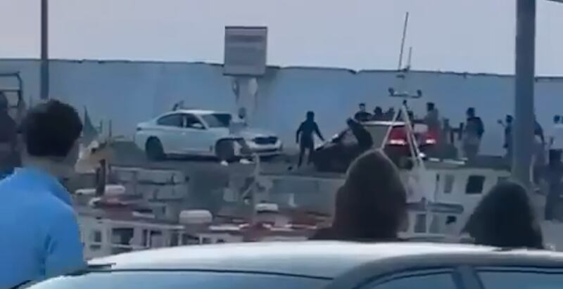 The incident on Harbour Road in Skerries, Co Dublin, on Saturday. Picture: Screengrab from video circulating on social media
