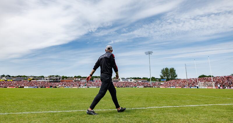 Westmeath manager Mark McHugh at Sunday's SFC game against Galway at Salthill. Photograph: James Crombie/INPHO