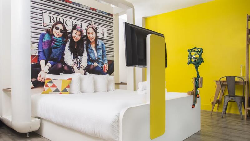 The bedrooms at Qbic Hotel are suitably funky to fit in with the area.
