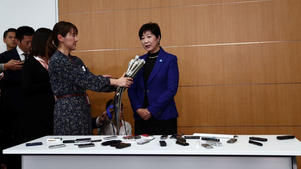 Tokyo Governor Yuriko Koike speaks to the media after a meeting with the International Olympic Committee. Photo: Behrouz Mehri/Getty Images