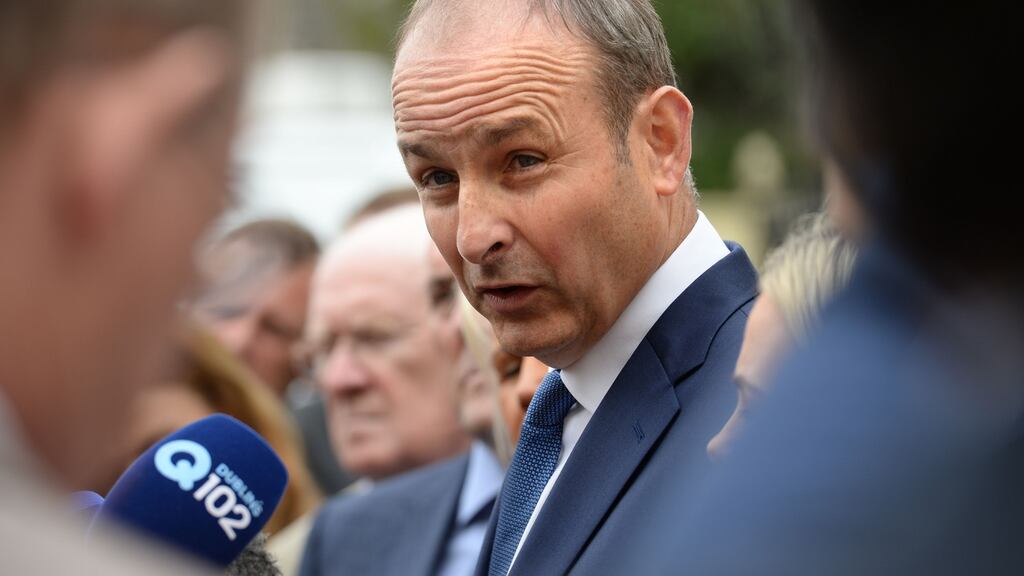 Fianna Fáil leader Micheál Martin at the party think-in at the Seven Oaks Hotel, Carlow. Photograph: Dara Mac Dónaill