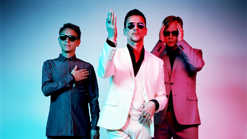 Dave Gahan, Martin Gore and Andy Fletcher of Depeche Mode. Photographer: Anton Corbjin