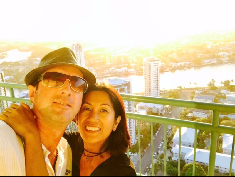 Before the accident. David and Vivien.
