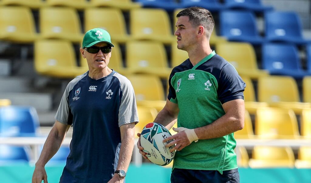 Ireland captain Johnny Sexton is not too worried about facing his ex-coach: “Joe knows us well, we know him well, but Joe doesn’t get to make any tackles or run any lines at the weekend.” Photograph: Dan Sheridan/Inpho