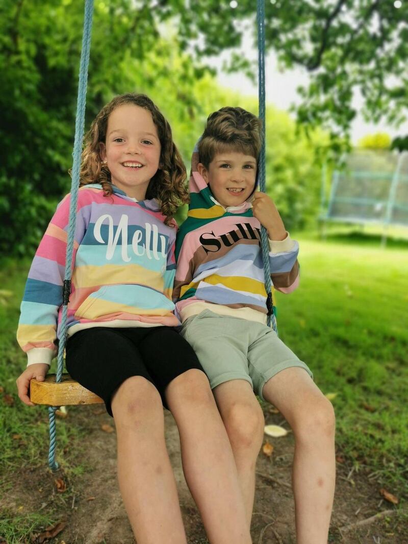 Flynn shares a swing with Nelly Quirke. Photograph: Ailish Quirke