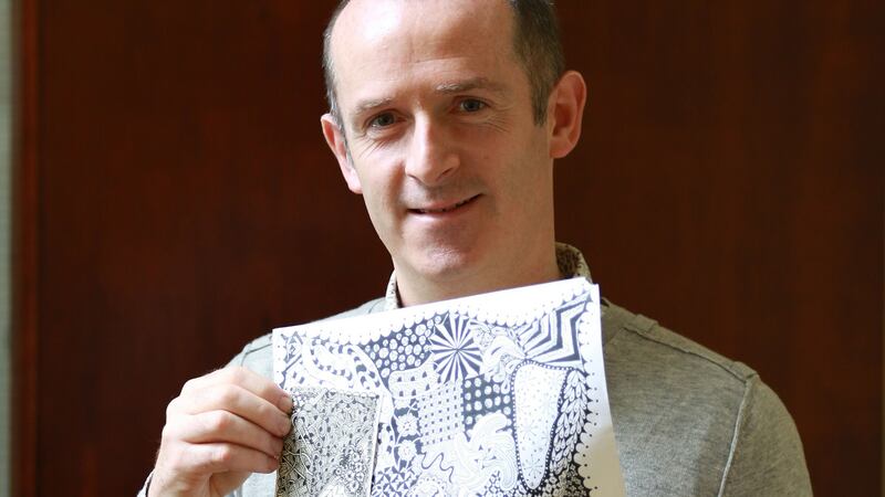 Peter Connolly, occupational therapist at St John of God Hospital, Dublin, with Zentangle patterns: ‘One client said to me: “I’ve been waiting for something like this all my life.”’ Photographs: Nick Bradshaw