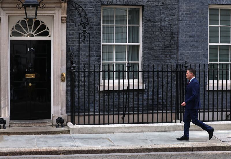 Britain's secretary of state for health and social Care, Wes Streeting, arrives at 10 Downing Street for a meeting with prime minister Keir Starmer in London on Wednesday. Photograph: Neil Hall/EPA