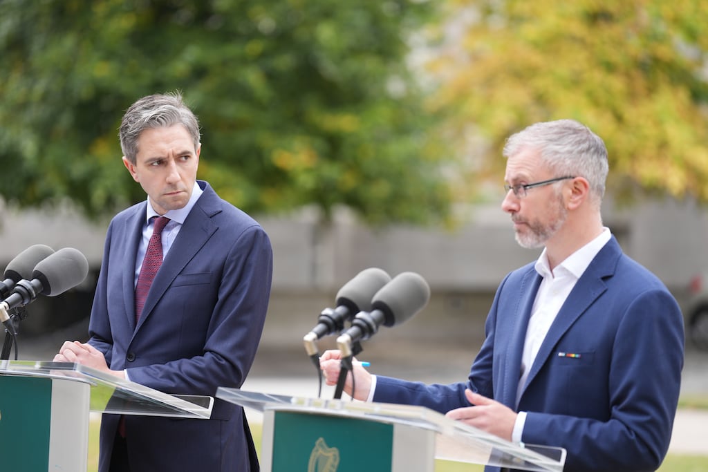 Last week Simon Harris told The Irish Times he had not had further talks with the other Coalition party leaders about the timing of the next general election. But the three men can be expected to renew that discussion soon. Photograph: Niall Carson/PA Wire
