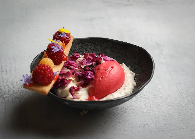 The winner's dessert made with Irish raspberries. Photograph: Ruth Calder-Potts