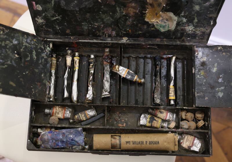 Lot 89: Metal Windsor & Newton paintbox with contents including unopened tubes. Photograph: Bryan O’Brien