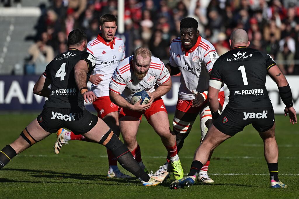 Munster's Irish prop Jeremy Loughman runs with the ball during the Champions Cup first round match between Toulon and Munster last Sunday. Photograph: Miguel Medina/AFP via Getty Images