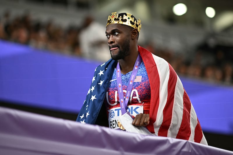 Gold medallist Rai Benjamin. Photograph: Philip Fong/AFP via Getty