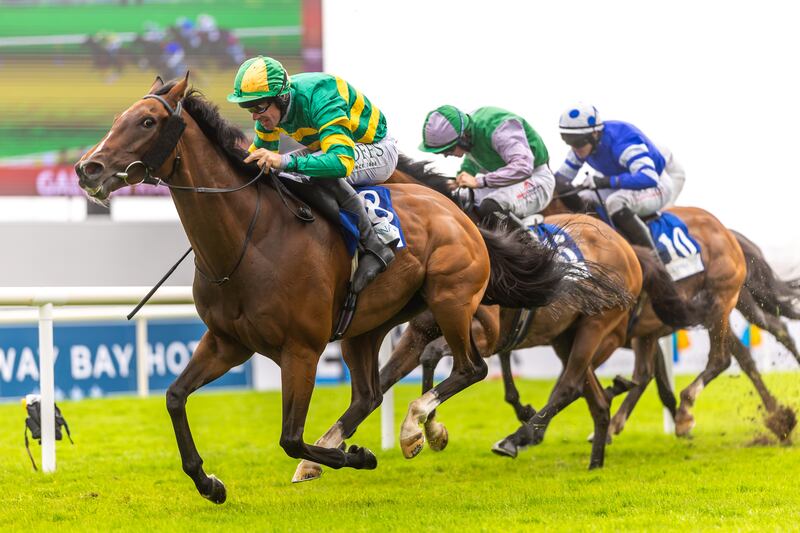 Derek O’Connor on Comfort Zone wins The Connacht Hotel (QR) Handicap. Photograph: Morgan Treacy/Inpho