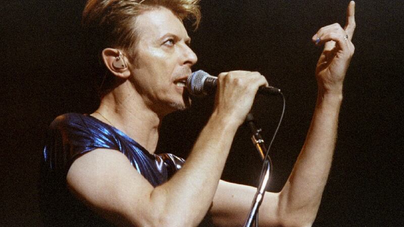 September 14th, 1995: Singer David Bowie gestures as he performs one of the the first songs of a six-week concert tour of North America. Photograph: Jim Bourg/Files/Reuters
