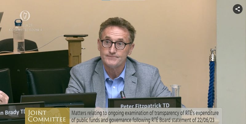 Peter Fitzpatrick TD at a meeting of the Oireachtas media committee on Tuesday. Photograph: Oireachtas TV
