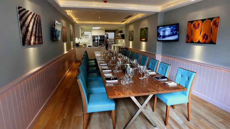 L’Ecrivain has three private dining rooms, including one with a show kitchen