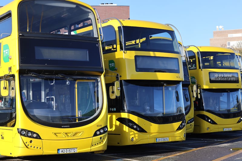 Buses at Dublin Bus's Broadstone depot. Photograph: Dara Mac Dónaill