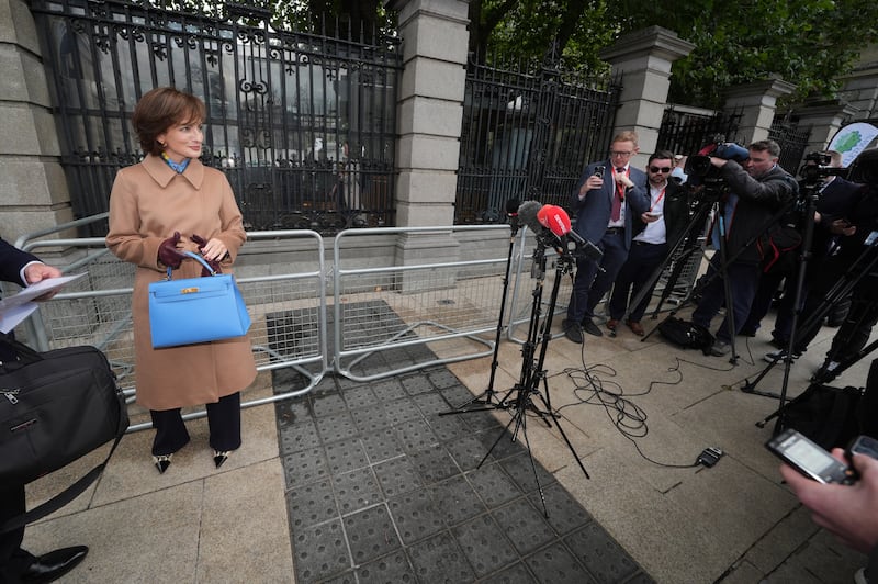 Maria Steen outside Leinster House after she failed to enter the presidential race. Photograph: Brian Lawless/PA
