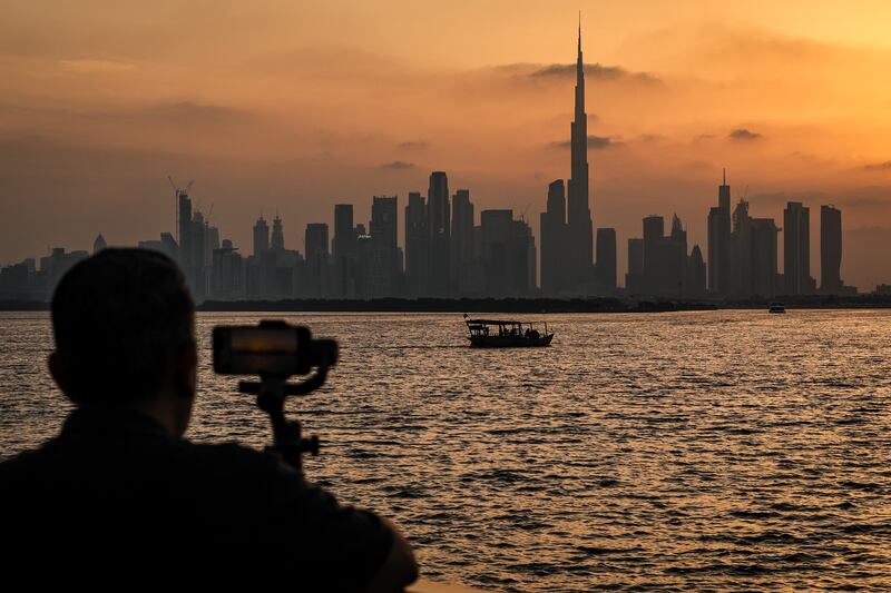 A view from Creek Harbour of the Dubai skyline, with the Burj Khalifa, the world's tallest building. Photograph: Fadel Senna/AFP via Getty Images