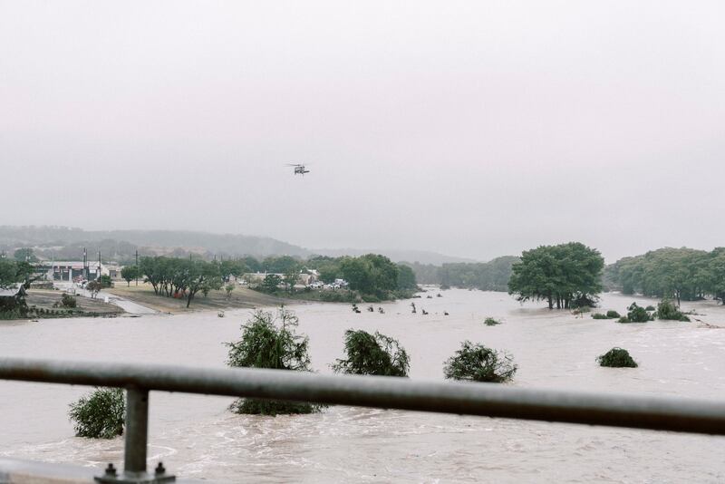 The flooded Guadalupe river. Photograph: Carter Johnston/The New York Times