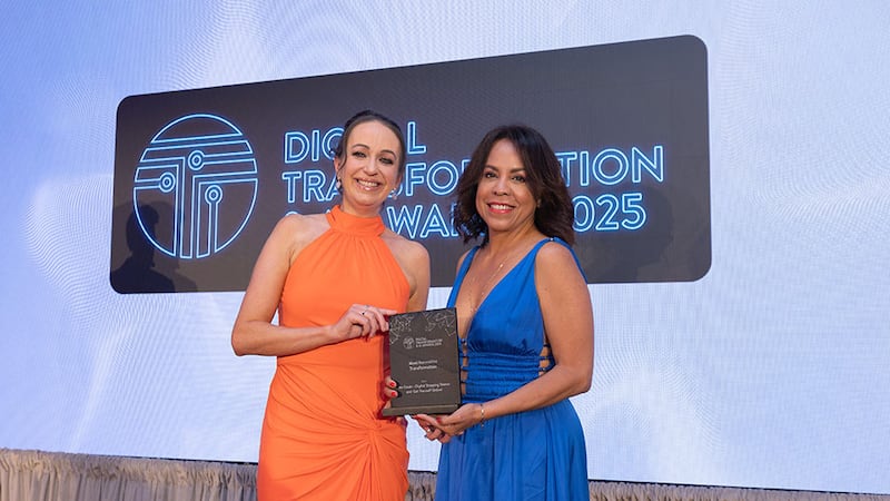Cliona McParland, awards judge, presents the most innovative transformation to Heydi Foster, An Cosán
