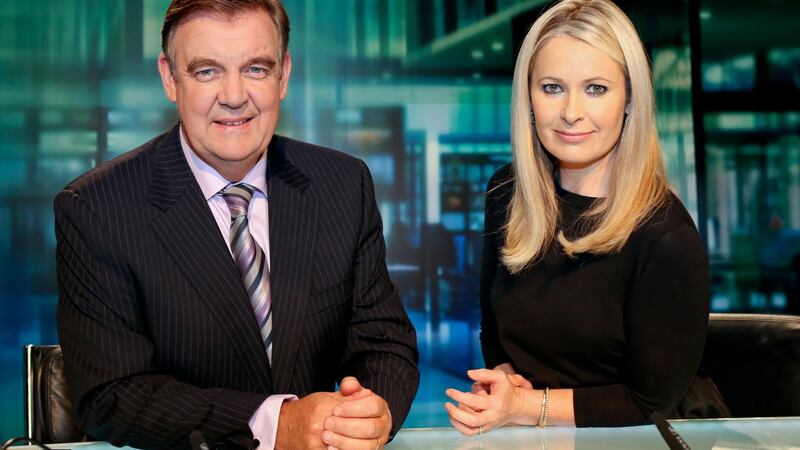 Bryan Dobson and Sharon Ní Bheoláin: quizmaster and organiser of the event at the Marker Hotel in aid of The Red Cross and Ukraine. 