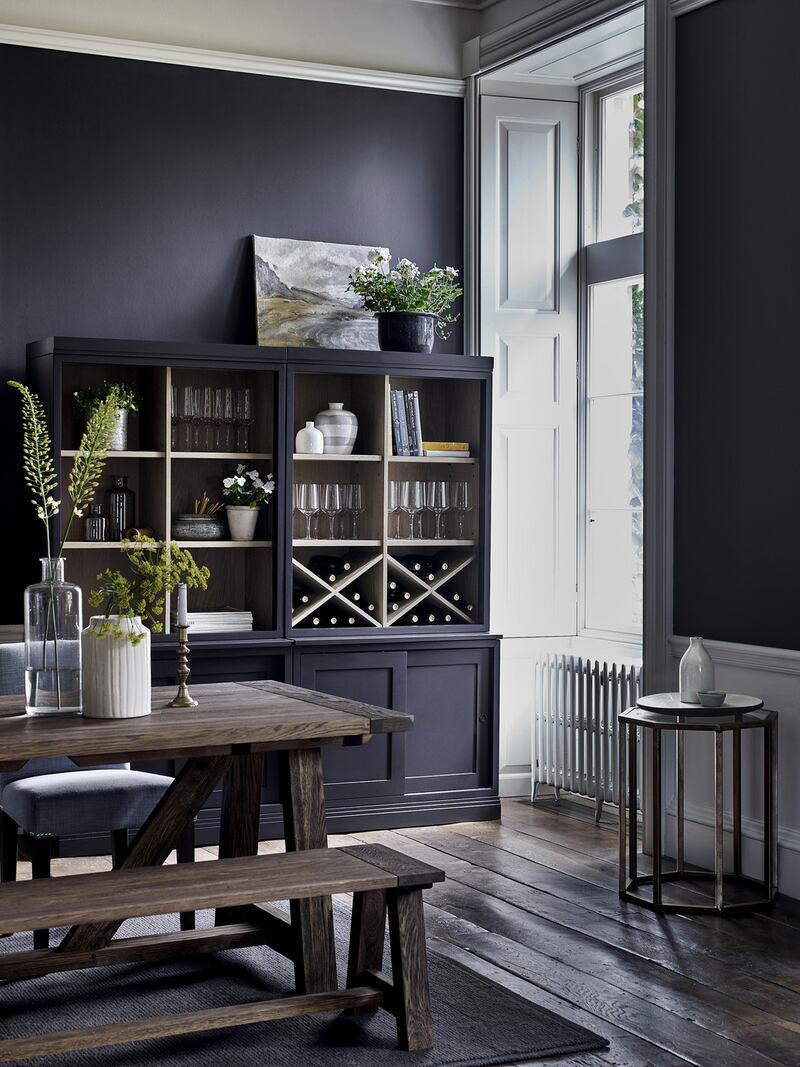Neptune’s Ink shade on furniture and walls