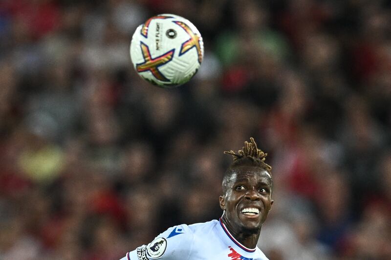Wilfried Zaha opened the scoring for Crystal Palace. Photograph:  Paul Ellis/AFP via Getty Images