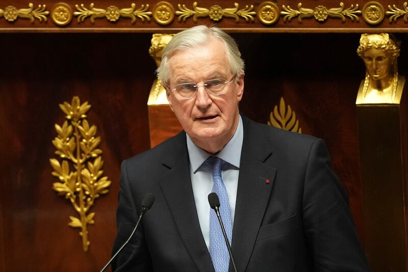 Former French prime minister Michel Barnier paid a courtesy visit to the Ceann Comhairle on Tuesday. Photograph: Michel Euler/AP