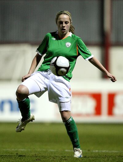 Julie-Ann playing for the Republic of Ireland senior team in February, 2010, aged 18. Photograph: Lorraine O'Sullivan/INPHO