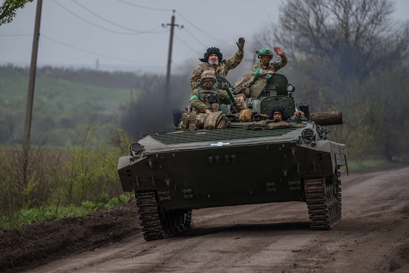 Ukrainian servicemen pictured near the besieged city of Bakhmut, in the Donetsk region. Photograph: Dimitar Dilkoff/AFP