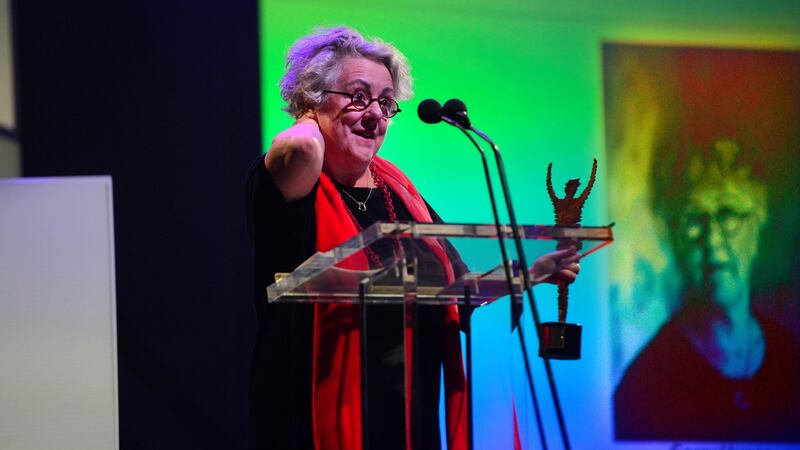 05/03/2017 Theatre Awards Best director Garry Hynes for the Druid production of Waiting for  Godot by Samuel Beckett and The Beauty Queen of Leenane by Martin Mc Donagh at   the Irish Times Irish Theatre awards at the National Concert Hall. Photograph: Cyril Byrne / THE IRISH TIMES