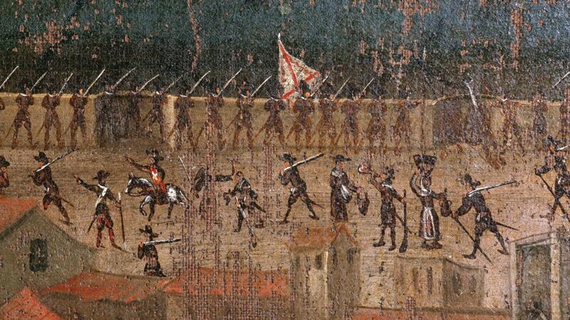 A detail of the defence of Barcelona’s city walls in 2014.  Photograph: PHAS/UIG via Getty Images