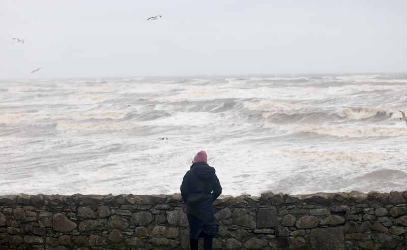 Valeria Ceregini looks out at the choppy sea in Balbriggan. Photograph: Enda O'Dowd