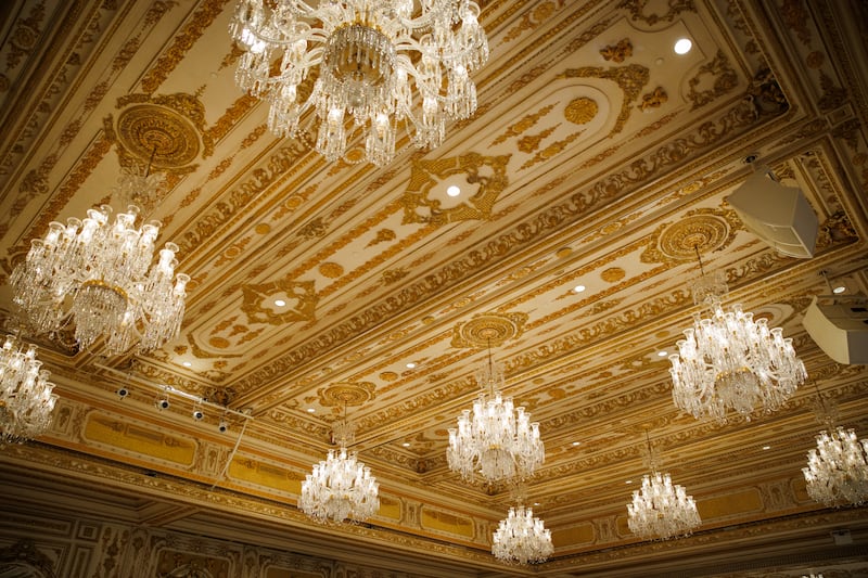 A ballroom at US president Trump's Mar-a-Lago estate. Photograph: Samuel Corum/Getty Images