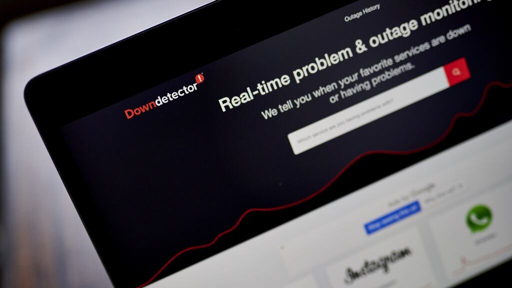 The Downdetector website. When Facebook’s platforms went down , the online tracker was among the first places users looked to find out what was happening. Photograph: Gabby Jones/Bloomberg