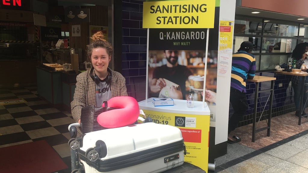 Cork student Clara Hughes:  Arriving home at Dublin Airport, she is not concerned about new laws requiring people to tell the State where they will be for two weeks of quarantine. Photograph: Mark Hilliard