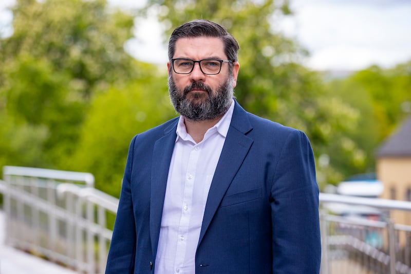 Niall McKenna, chair of the A5 campaign group, Enough is Enough, at Strule Arts Centre, Omagh, where a public inquiry is examining the proposals for a new dual carriageway along the route of the A5. Photograph: Liam McBurney/PA Wire
