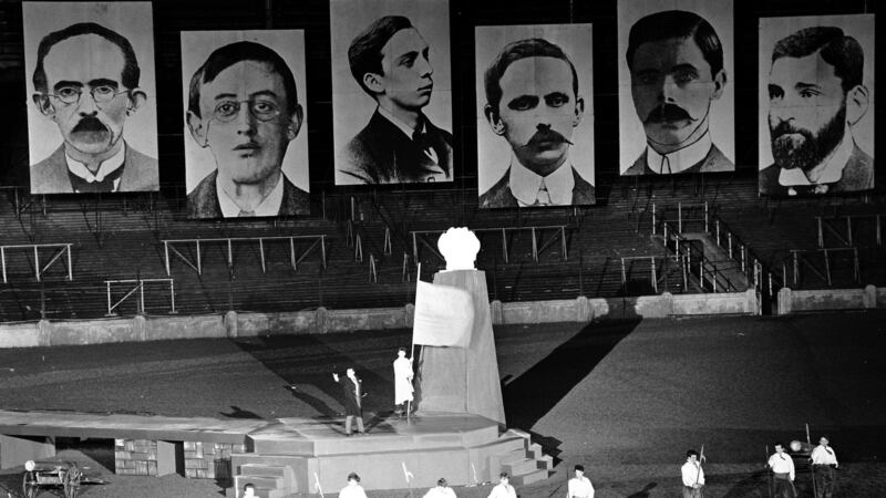 A pageant commemorating the 50th anniversary of the 1916 Risingin Croke Park in 1966: RTÉ’s authority insisted then that the portrayal of 1916 should be nationalist but not socialist. The approach should be idealistic and emotional rather than interpretative and analytical. Photograph: RTÉ Stills Library