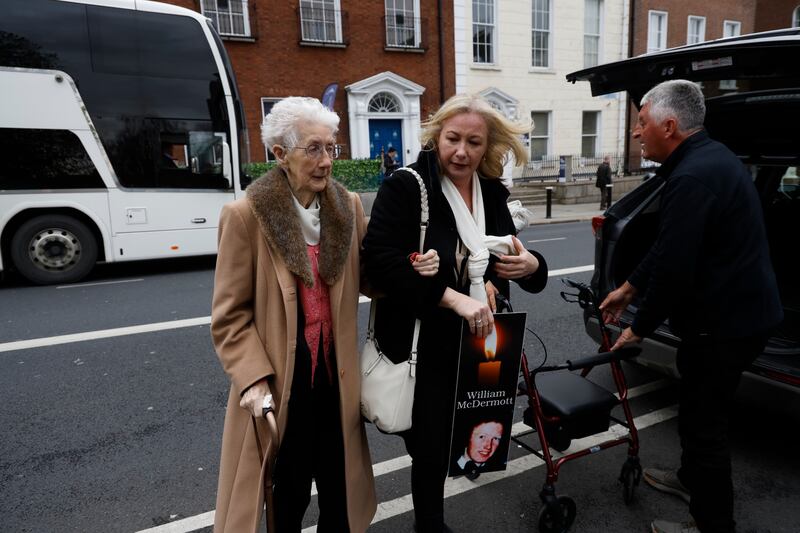 Bridget McDermott, mother of three of the Stardust victims, arriving for the verdict this afternoon. Photograph: Nick Bradshaw 