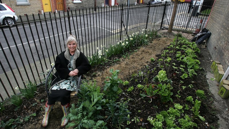 Kaethe Burt-O’Dea in the Sitric Compost Community Garden in Stoneybatter, Dublin. Photograph: Frank Miller/The Irish Times