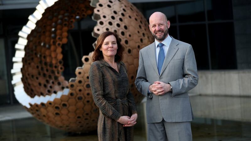 Laura Madden with Maynooth University president Prof Philip Nolan where she was honoured with the Presidents Medal. Nolan paid tribute to Madden for bravely coming forward to speak of her personal trauma despite the threat of retribution. Photograph: Maxwell’s