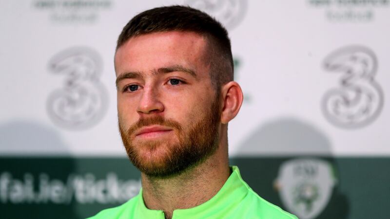 Jack Byrne at the Republic of Ireland press conference at the FAI National Training Centre in  Dublin on Wednesday. Photograph: Ryan Byrne/Inpho