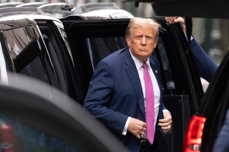 Republican presidential candidate and former US president Donald Trump in New York on Friday. Photograph: David Dee Delgado/Getty Images