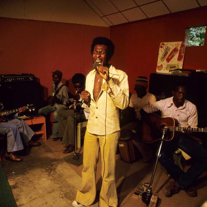 Jimmy Cliff performing at his home in Kingston for Roots Rock Reggae, in  1977. Photograph: Chris Morphet/Redferns